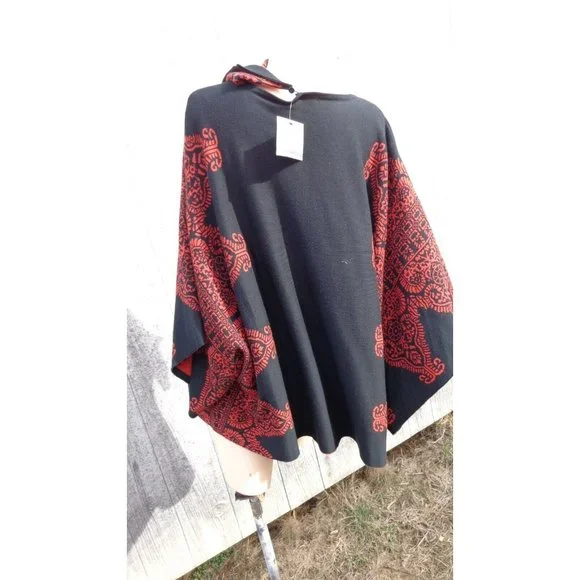 John Mark Rust Black Pullover Poncho W Extra Scarf Platinum 2X 3X NWT $129 - Picture 12 of 13